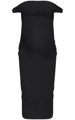 Maternity Midi Textured Bardot Sleeveless Bodycon Dress-PrettyLittleThing Outlet