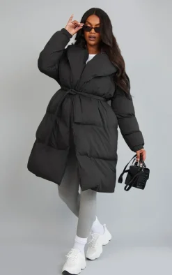 PrettyLittleThing Puffer Jackets*Maternity Oversized Collar Belted Longline Puffer Coat