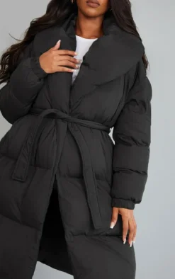 PrettyLittleThing Puffer Jackets*Maternity Oversized Collar Belted Longline Puffer Coat