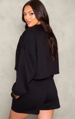 PrettyLittleThing Black Sweatsuits*Maternity Oversized Elasticated Sweatshirt