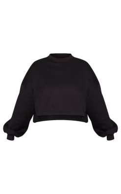 PrettyLittleThing Black Sweatsuits*Maternity Oversized Elasticated Sweatshirt