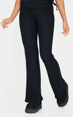 Hot PrettyLittleThing Maternity Rib Flare Pants Black