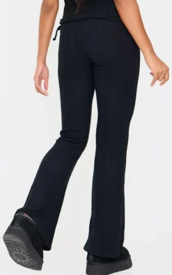 Hot PrettyLittleThing Maternity Rib Flare Pants Black