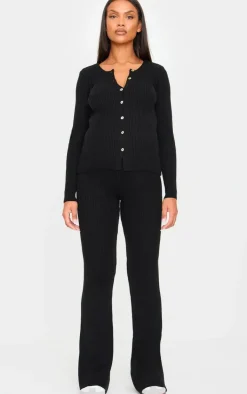 Outlet PrettyLittleThing Maternity Rib Knit Flared Pants Black