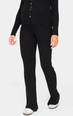 Outlet PrettyLittleThing Maternity Rib Knit Flared Pants Black