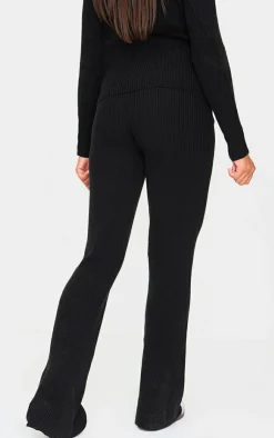 Outlet PrettyLittleThing Maternity Rib Knit Flared Pants Black