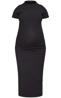 Maternity Ribbed Crew Neck Midi Dress-PrettyLittleThing Clearance
