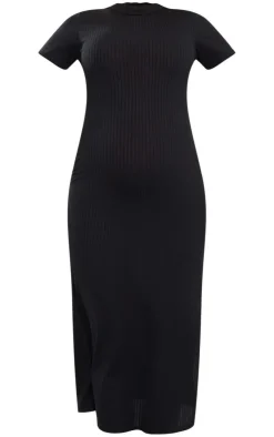 Maternity Ribbed Short Sleeve Midi Dress-PrettyLittleThing Outlet