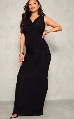 Discount PrettyLittleThing Maternity Slinky Cowl Neck Sleeveless Top Black