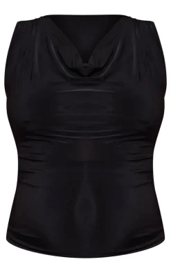 Discount PrettyLittleThing Maternity Slinky Cowl Neck Sleeveless Top Black