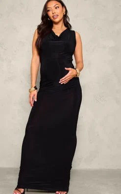 New PrettyLittleThing Maternity Slinky Maxi Skirt Black