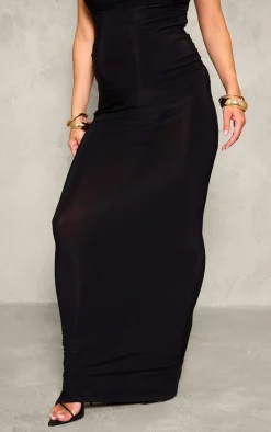 New PrettyLittleThing Maternity Slinky Maxi Skirt Black