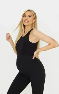 Maternity Slinky Racer Neck Sleeveless Bodysuit-PrettyLittleThing Discount