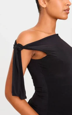 Discount PrettyLittleThing Maternity Slinky Tie Shoulder Top Black