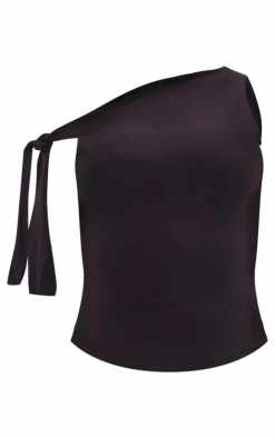 Discount PrettyLittleThing Maternity Slinky Tie Shoulder Top Black