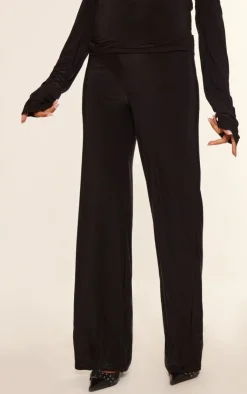 Sale PrettyLittleThing Maternity Slinky Wide Leg Pant Black