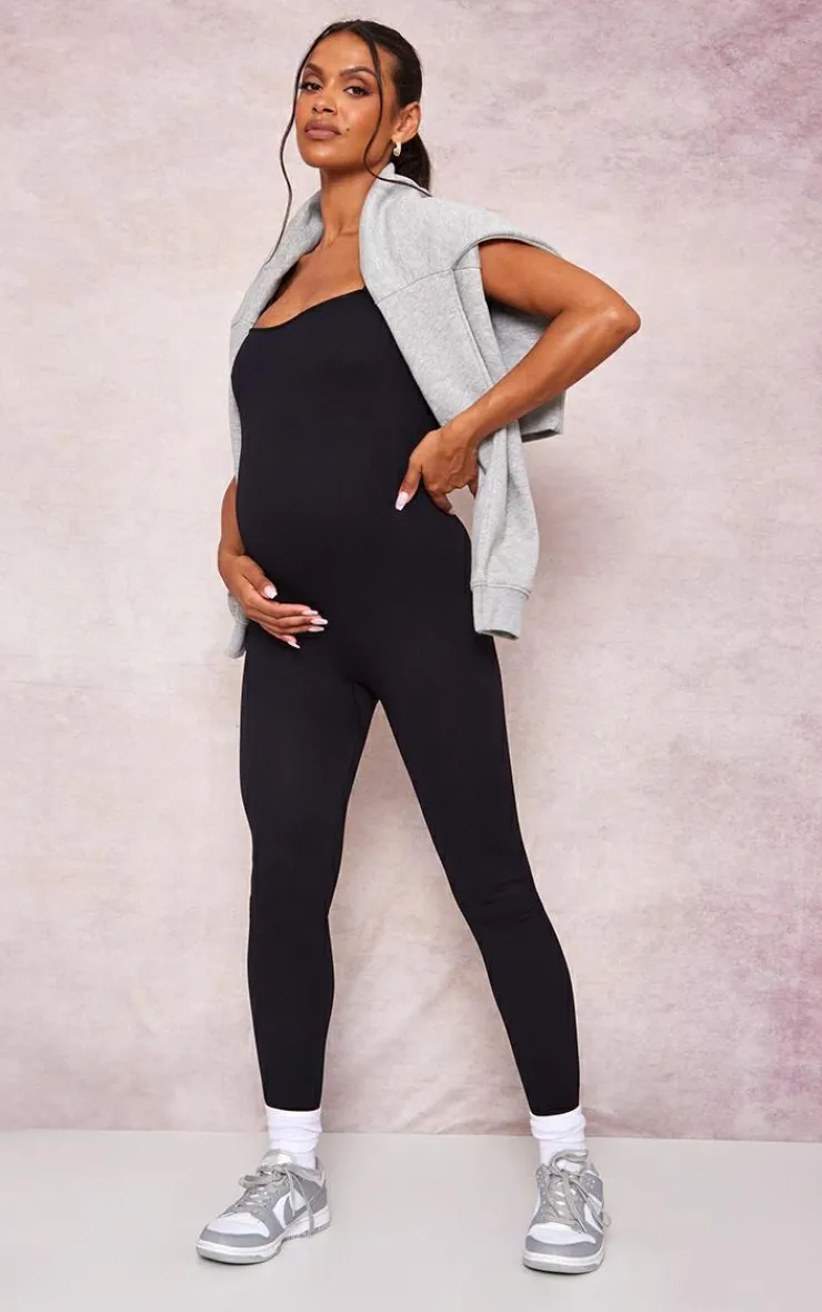 PrettyLittleThing Snatched*Maternity Snatched Ribbed Strappy Jumpsuit