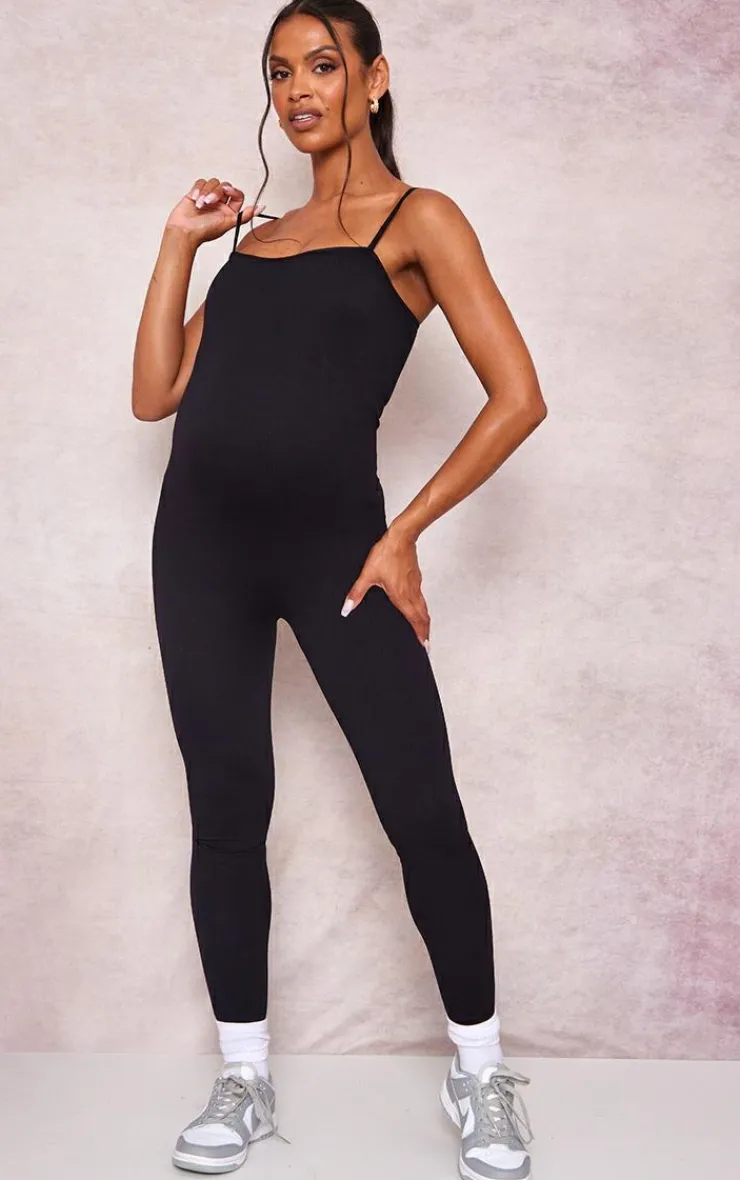 PrettyLittleThing Snatched*Maternity Snatched Ribbed Strappy Jumpsuit