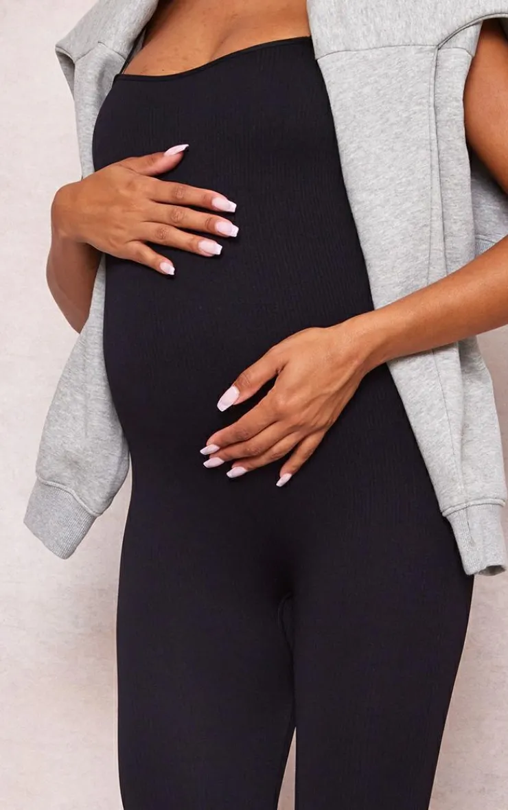 PrettyLittleThing Snatched*Maternity Snatched Ribbed Strappy Jumpsuit