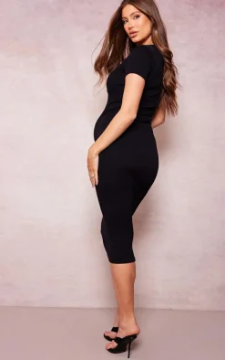 PrettyLittleThing Snatched*Maternity Snatched Rib Short Sleeve Midi Dress