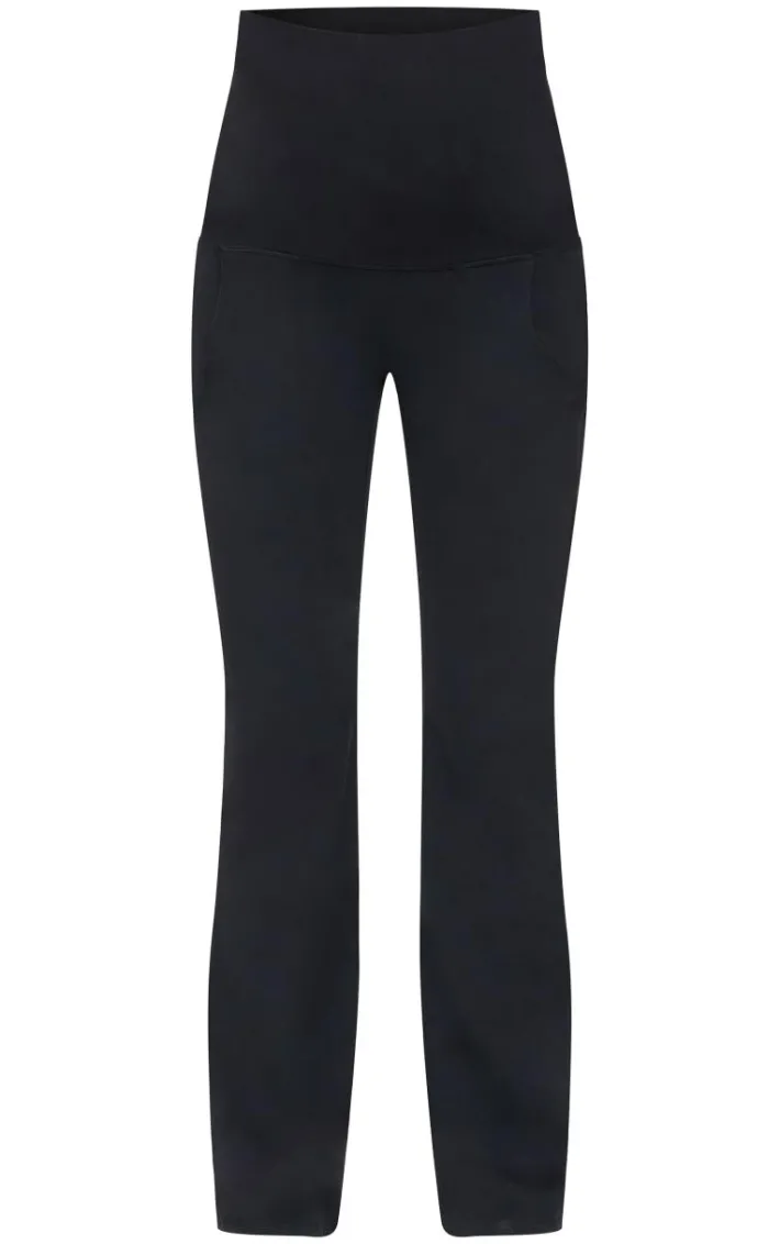 Maternity Black Snatched Sculpt Pocket Flared Leggings