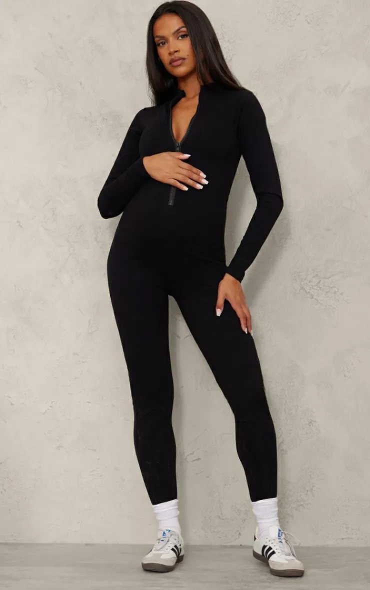 PrettyLittleThing Snatched*Maternity Snatched Sculpt Long Sleeve Jumpsuit