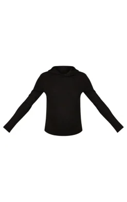 PrettyLittleThing Maternity Soft Rib Hoodie Black