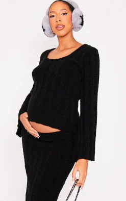Outlet PrettyLittleThing Maternity Thick Rib Knitted Long Sleeve Sweater Black
