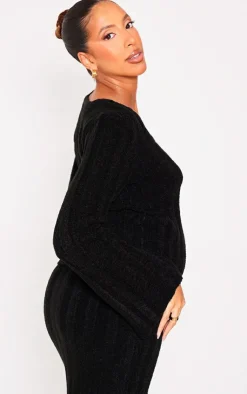 Outlet PrettyLittleThing Maternity Thick Rib Knitted Long Sleeve Sweater Black