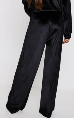 Best PrettyLittleThing Maternity Velvet Wide Leg Pants Black