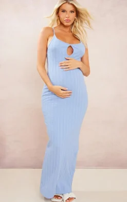 Maternity Textured Strappy Cut Out Midaxi Dress-PrettyLittleThing Clearance