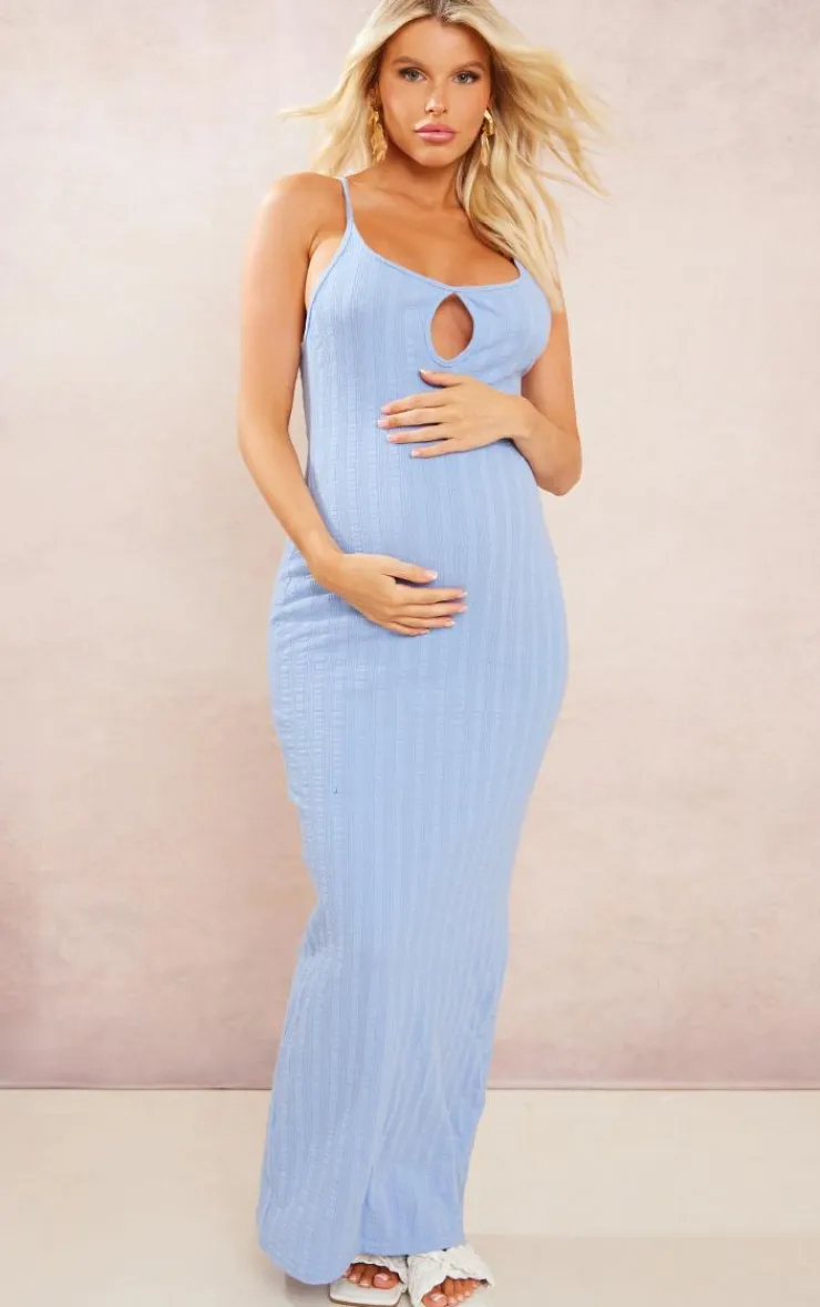 Maternity Textured Strappy Cut Out Midaxi Dress-PrettyLittleThing Clearance