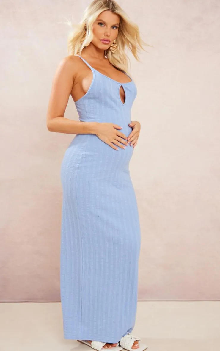 Maternity Textured Strappy Cut Out Midaxi Dress-PrettyLittleThing Clearance