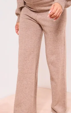 Hot PrettyLittleThing Maternity Knit Wide Leg Pants Brown