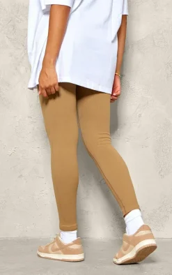 Maternity Brown Snatched Ribbed Leggings