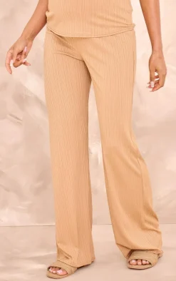 Hot PrettyLittleThing Maternity Straight Leg Pants Camel