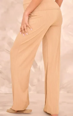 Hot PrettyLittleThing Maternity Straight Leg Pants Camel