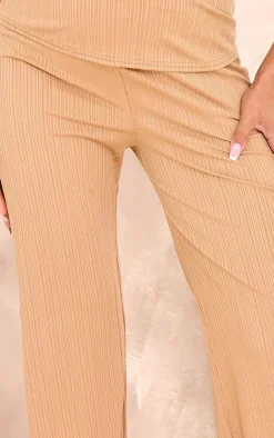 Hot PrettyLittleThing Maternity Straight Leg Pants Camel