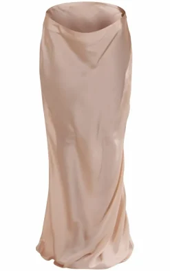 Outlet PrettyLittleThing Maternity Floaty Satin Midaxi Skirt Champagne