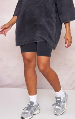 PrettyLittleThing Maternity Acid Wash Bike Shorts Charcoal