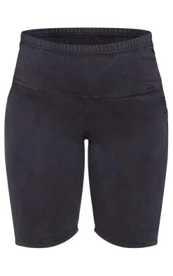 PrettyLittleThing Maternity Acid Wash Bike Shorts Charcoal