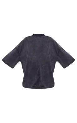 Outlet PrettyLittleThing Maternity Acid Wash Oversize T-shirt Charcoal