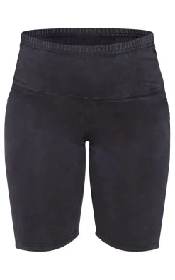 Clearance PrettyLittleThing Maternity Acid Wash Biker Shorts Charcoal