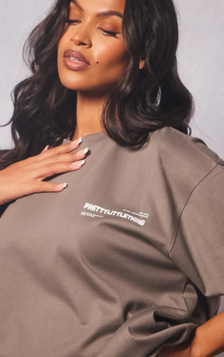Best PrettyLittleThing Maternity Plt Logo Oversize T-shirt Charcoal