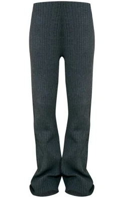 PrettyLittleThing Maternity Rib Knit Wide Leg Pants Charcoal