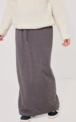 Maternity Charcoal Tie Front Maxi Skirt