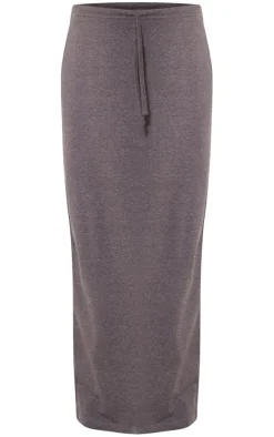 Maternity Charcoal Tie Front Maxi Skirt