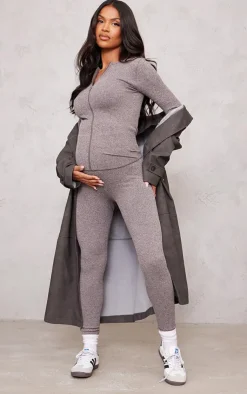 Outlet PrettyLittleThing Maternity Chocolate Snatched Rib High Waist Leggings Chocolate.