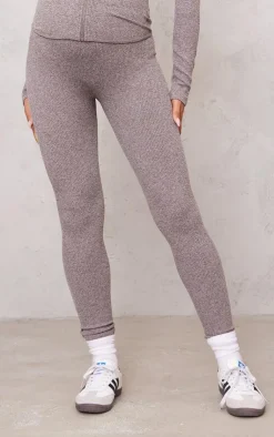 Outlet PrettyLittleThing Maternity Chocolate Snatched Rib High Waist Leggings Chocolate.