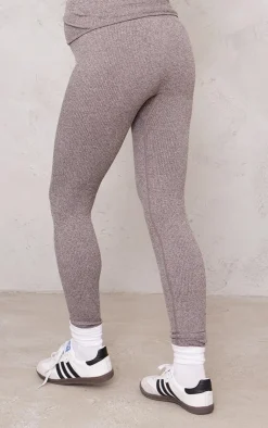 Outlet PrettyLittleThing Maternity Chocolate Snatched Rib High Waist Leggings Chocolate.